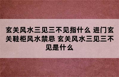 玄关风水三见三不见指什么 进门玄关鞋柜风水禁忌 玄关风水三见三不见是什么